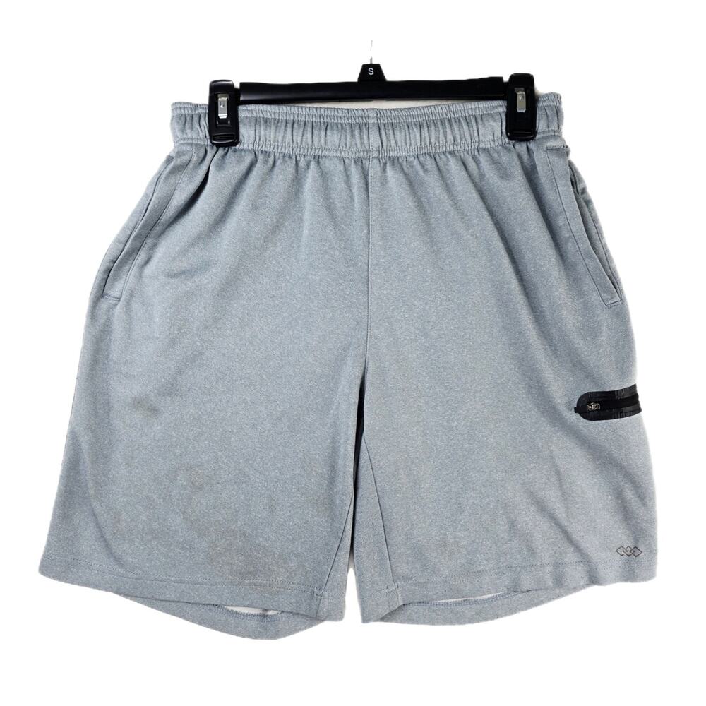 Legend Shorts Mens Large Gray Fitness Gym Running Casual Zipper Pocket